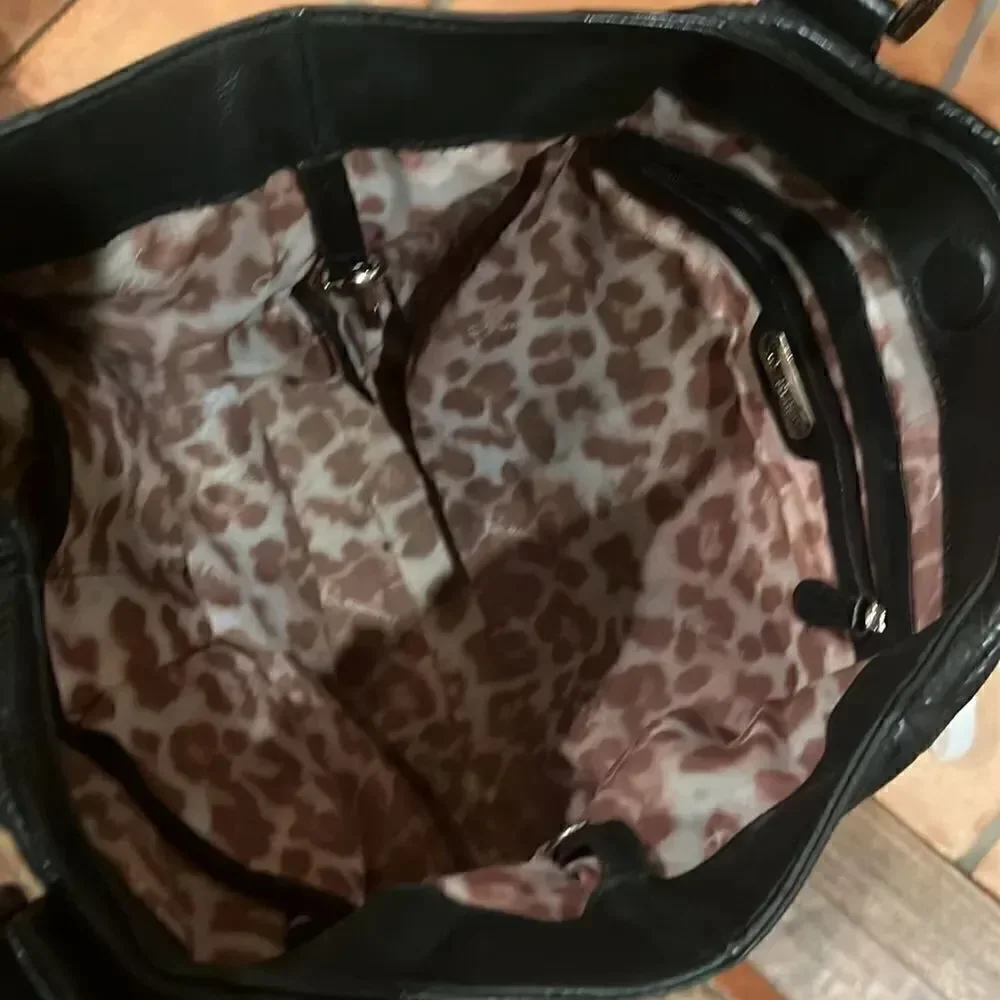B. Makowsky black pebbled leather tote!